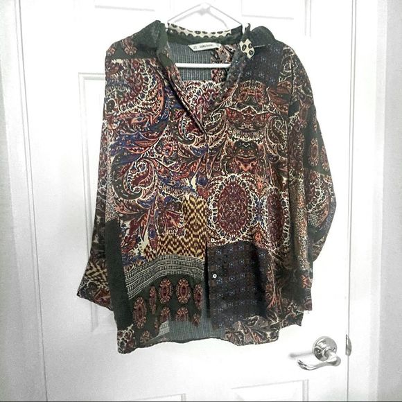 Zara Boho Button Down - Picture 1 of 3